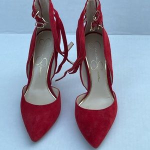 Jessica Simpson red high heels